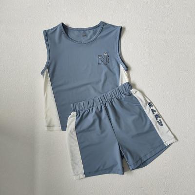 China Summer Soft Baby Unisex Solid Cotton Clothes Sleeveless Sports Leisure Suit Boys Girls Baby Shorts Two Piece Set for sale