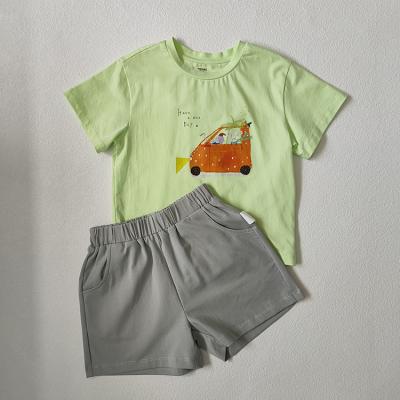 China Infant Toddler Soft Boys Girls Solid Hollow Knit Short Sleeve Cotton Top Shorts Casual Outdoor Clothes 2pcs Baby Clothing Set for sale