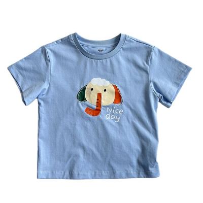 China Summer Kids T-shirt 2-5 Years Old Toddler O-Neck Solid Color Cotton Unisex T-shirt Anti-Shrink For Kids for sale