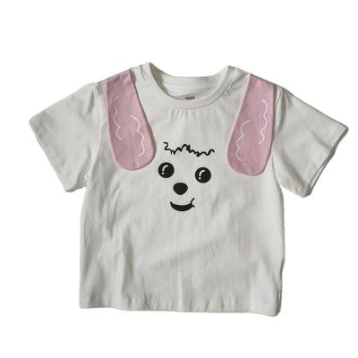 China High Quality Comfortable Breathable Anti-Shrink Kid Clothes Cartoon Top Rabbit Printed Streamlined Short Sleeves T-Shirt For 1-5 Years Girls for sale