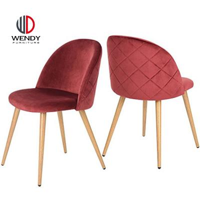 China Easy Assembly Hot Sale European Dining Room Furniture Fabric Dining Chair With Metal Leg for sale