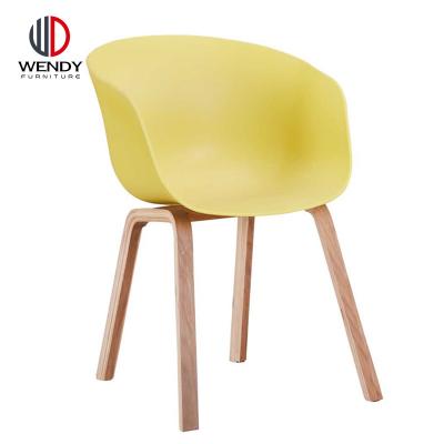 China Contemporary PP Chairs With Wooden Legs PP Plastic Dining Seat Chair For Hot Sale for sale