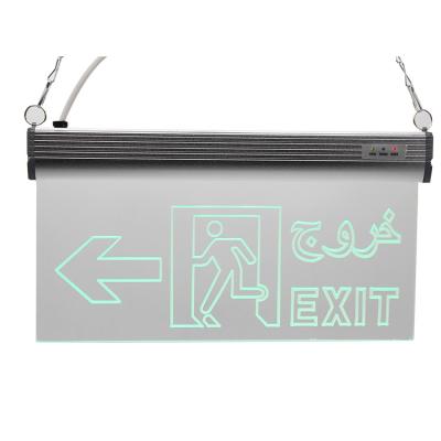 China Acrylic Fire Protection Letter Exit Sign Board , Shop Plastic Double Sided Hanging Fire Emergency Exit Sign Board For Russia for sale