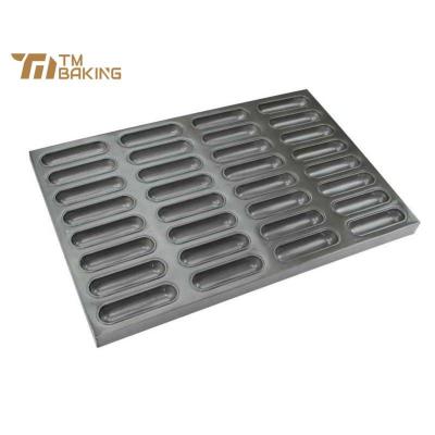 China Sustainable Custom Industrial Aluminum Metal Non Stick Hot Dog Bun Pan Bread Baking Tray for sale