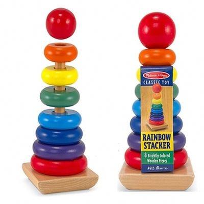 China New Eco-friendly Rainbow Tower Stack Up Wooden Building Block Ring Toy For Kids Colorful Beaded Early Education Children for sale