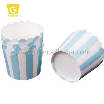 China Large Single Wall Professional Light Blue Cupcake Roll Paper Stripes Baking Wrappers for sale