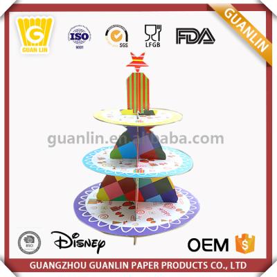 China Disposable Customize Different Style Wholesale Three Layer Cardboard Cupcake Stand Holder for sale