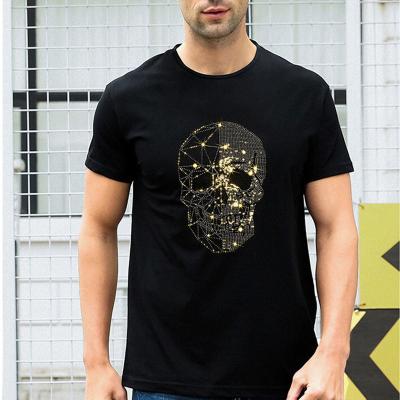 China Hot Sale High Quality Oversized Pattern Men's 100% Cotton Rhinestone Anti-wrinkle Cotton Anti-wrinkle Streetwear Hip Hop T-shirts for sale