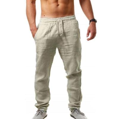 China New Arrival Anti-Wrinkle Mens Cotton Canvas Pants Summer Solid Color Fitness Streetwear Gym Breathable Canvas Pants for sale