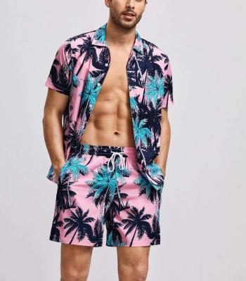 China Wholesale QUICK DRY Beach Hawaiian Shirt Full Print Men's Two Piece Summer Shirts And Shorts Hawaiian Shirt Men Set for sale