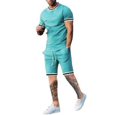 China Breathable Hot Selling Men's Shorts Suit Men's Suit T-shirt Crewneck Sports Shorts Solid Color Logo Summer Custom Shorts Sleeve for sale