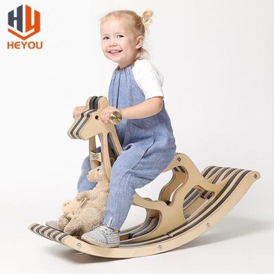 China Eco-Freindly Children's Trojan Horse Solid Wooden Baby Rocking Adults Can Sit Kangaroo for sale