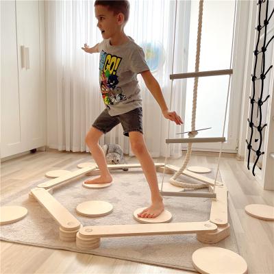 China Eco-Freindly Wooden Balance Beam For Kids Montessori Exercise Toy Gymnastics Beam For Children for sale