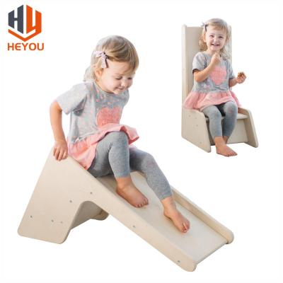 China Eco-Freindly Wooden Baby Slide 2 In 1 Kids Indoor Reversible Slide & Play Chair & Stake Chair for sale