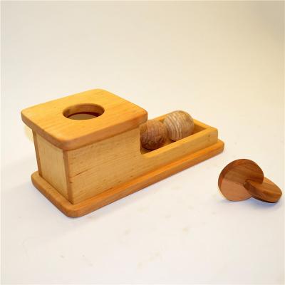 China Handmade Montessori Object Permanence Wooden Box with Tray and Locking Discs Educational Toys HYO-1045 for sale