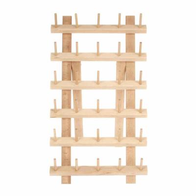 China Modern Wooden 30 Spool Thread Rack Holder Organizer with Hanging Hooks for Embroidery Quilting and Sewing Threads for sale