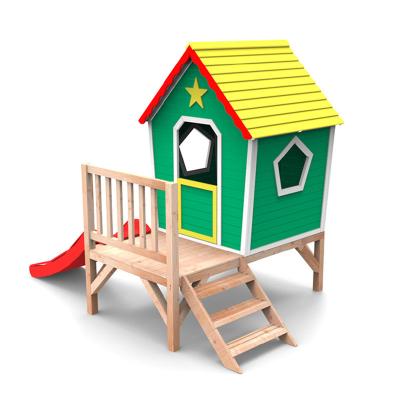 China Best Quality Easily Assembled Selling Kids Garden Outdoor Wooden Playhouses With Slide for sale