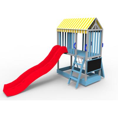 China Easily Assembled 2021 New Children Garden Outdoor Wooden Children Playhouse Slide for sale