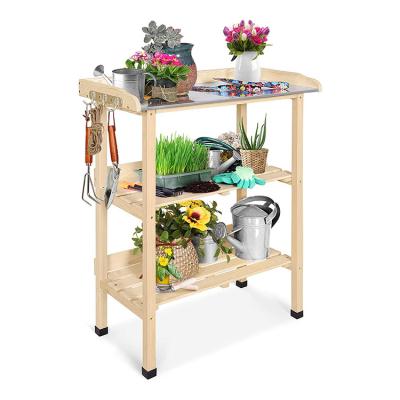 China CLASSIC Wooden Work Table Post Outdoor Garden Patio Potting Bench With Storage Shelf for sale