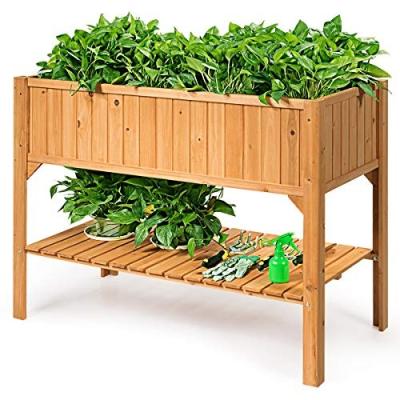 China New Desgin CLASSIC Wooden Flower Planter Wooden Box Raised Garden Beds For Vegetables Natural Fir Solid Wood Outdoors for sale