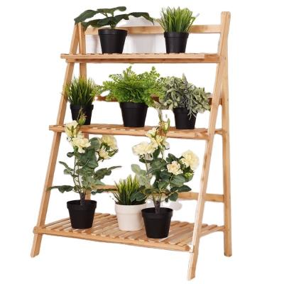 China New Design Modern Indoor Bamboo Flower Display Plant Pots Shelf for sale