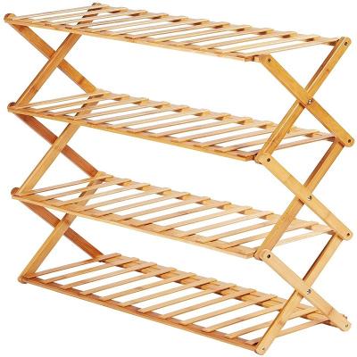 China High Quality Modern Flower Pot Rack With Wheels - Plant Shelf Wooden 4 Tier Hanging Ladder Rack Foldable Display Rack for sale