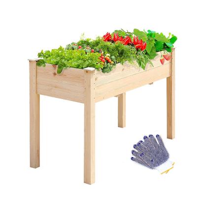 China Custom Outdoor Wooden Planter Box Stand CLASSIC for Vegetable Flower Herb Gardening Backyard for sale