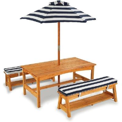 China OEM Modern Folding Outdoor Picnic Tables With Market Umbrella Picnic Table With Wooden Umbrella Picnic Dining Set With Benches for sale