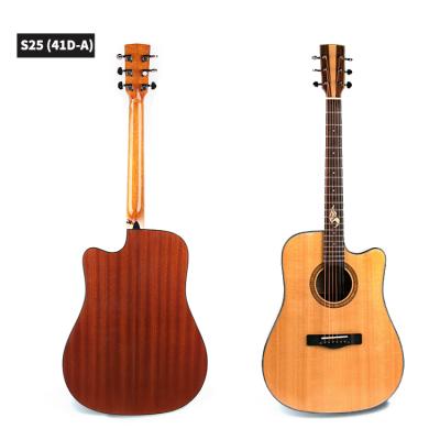 China Solid Fir Factory Overstocked Cheap Solid Fir Top Acoustic 41inch Guitar On Sale for sale