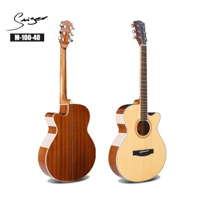 China Smiger Guitar Lead Round Plywood Back Acoustic Guitar With Guitar Bag for sale