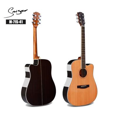 China OEM High Quality Solid Fir Acoustic Guitar Left Hand Guitar With Guitar Bag for sale