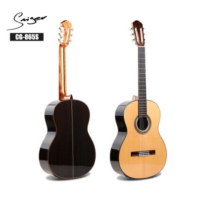 China High Quality Cedar Solid Guitar Top Round Back Classical Guitar With Handmade Guitar Bag for sale