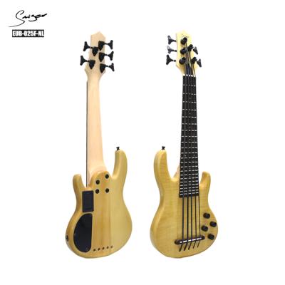 China Poplar+Flamed Electroplate 5 String Ukulele Glossy Bass High Bass Solid Body Electric Ukulele for sale