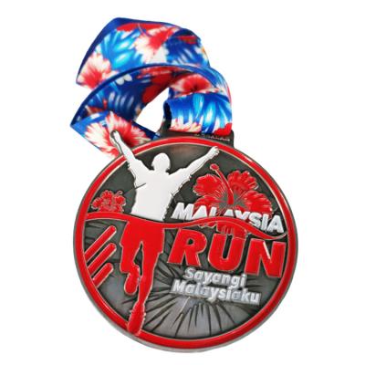 China China custom trophies and medals china customized running sports marathon color running medals with ribbon for sale