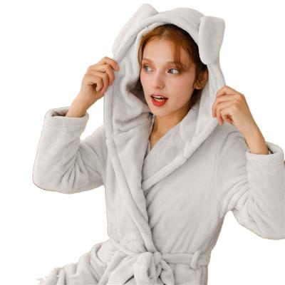 China Wholesale Women's Fashion Flannel Luxury Bathrobe QUICK DRY Housekeeping With Hood for sale