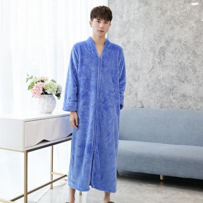 China QUICK DRY Cheap Price Adult Women Men Homewear Flannel Polyester Couples Loose Bathrobe for sale