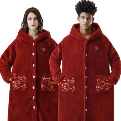 China QUICK DRY Design Christmas Coral Fleece Plush Super Soft Bathrobe For Men And Women for sale