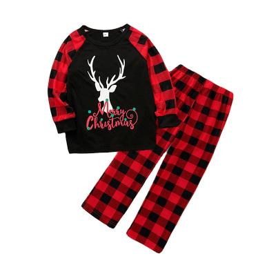 China Deer Print Grid Winter Autumn Long Sleeves Round Neck Family Christmas Pajamas Thermal Baby Onesie for sale