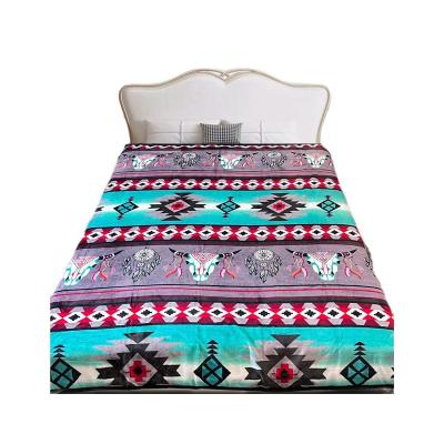 China Viable Hot Selling Customized Print Design Super Soft Fleece Flannel Polyester Glossy Western Blanket for sale