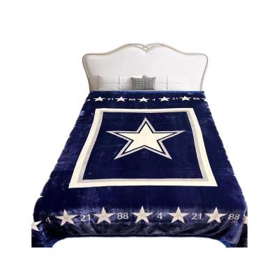 China PORTABLE Hot Sale Customized Fleece Cloud Polyester Blue Star Design Printing Super Soft Blanket for sale