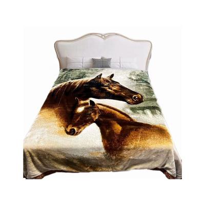 China Sustainable Hot Sale Customized Fleece Cloud Reschel Polyester Super Soft Horse Blanket for sale