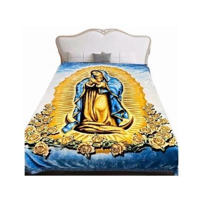 China PORTABLE Hot Sale Customized Fleece Cloud Reschel Polyester Super Soft Virgin Mary Design Print Blanket for sale