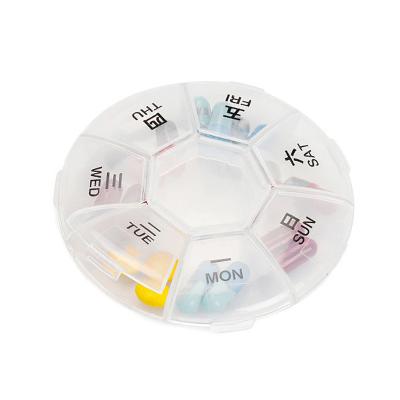 China Round Design Big Pill Manager Lightweight Weekly Pill Box Daily Pill Container for sale