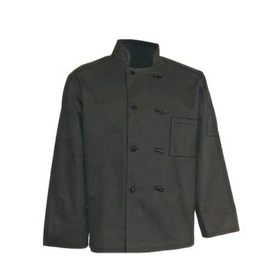 China Quick Dry Customize Poly-cotton Chef Coat Hotel Restaurant Uniform Black White Black for sale