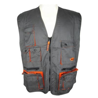 China Invest Power Gray+Orange Two Colors Twill Work Vest for sale