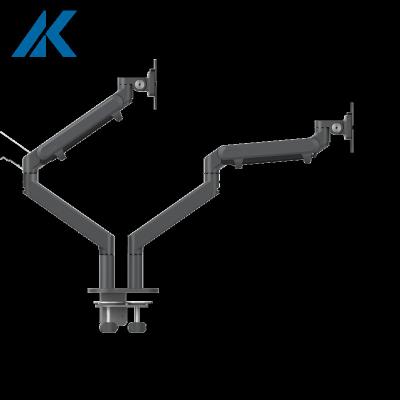 China Electronic equipment supplier provides a silver 360 rotating and easy installation of a double-arm LCD screen bracket arms for sale