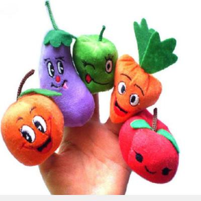 China Multiple Choice Mini Fruit Vegetable Shape Finger Puppet Funny Plush Toys for sale