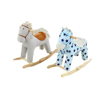 China MOQ Quality Switzerland Soft Plush Custom Best Kids Stockings Ride Music Wooden Rocking Horse Yangzhou Factory for sale