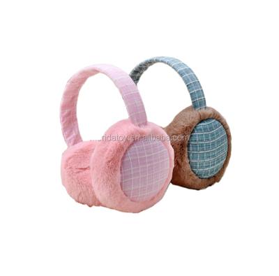 China Wholesale Soft Lovely Multiple Colors Plush Lattice Earmuff Winter Stuffed Warm Earmuff For Adult for sale