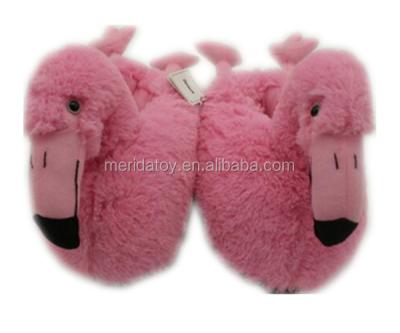 China Custom Made Funny Soft Warm Slipper Flamingo Pink Plush Indoor Shoes Winter for sale